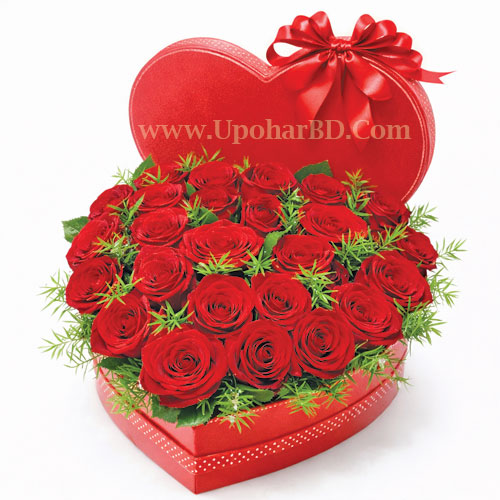 Roses in a heart shaped box